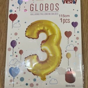 Globos numeros dorados 3