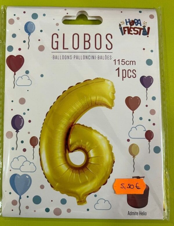 Golden number balloons 6