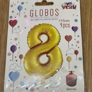 Globos numeros dorados 8