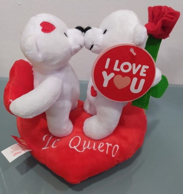white teddy bears with love message