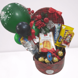 Christmas basket with panettone and sweets