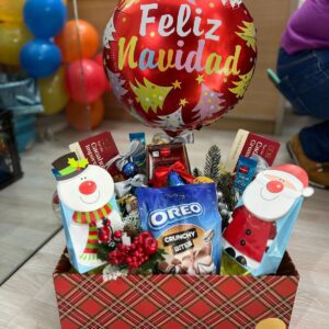 Christmas basket with balloon and sweets