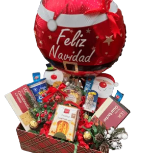 Tienda regalos originales Madrid Cesta de Navidad con globo y dulces
