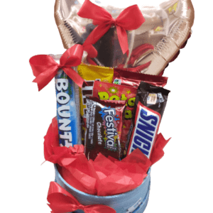 Gift basket with balloon and sweets