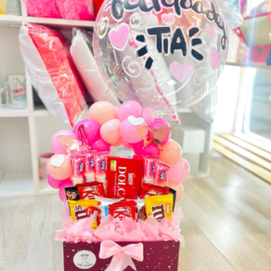 mini cesta con globos personalizada