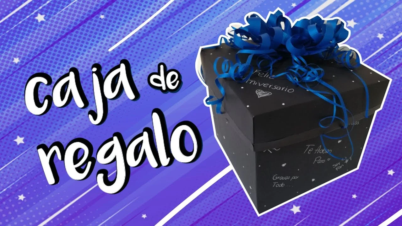Caja cuadrada con lazo negro y la frase que tú elijas