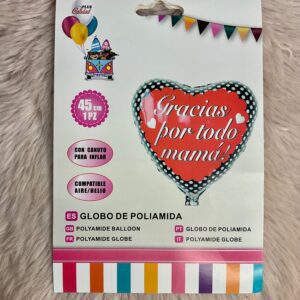 Globo de Poliamida en Forma de Corazón - "Gracias por todo Mamá"