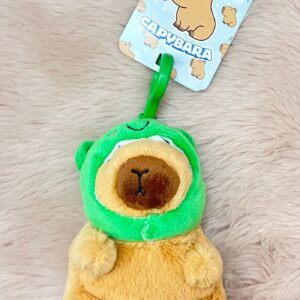 Peluche Capibara con Disfraz de Rana – Llaverito Suave y Adorable