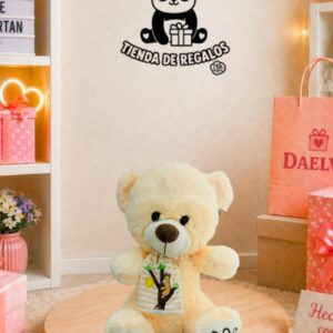 Peluche de osito con Babero de Arbol