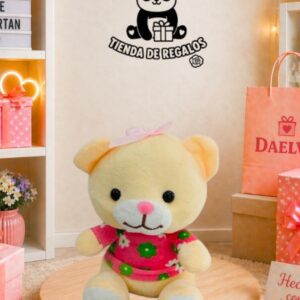 Peluche de osito con camisa de flores