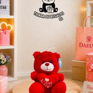 Peluche de osito rojo con corazón