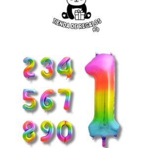 Globos Metalizados de Números Arcoíris