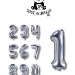 Globos Metalizados de Números Plateados