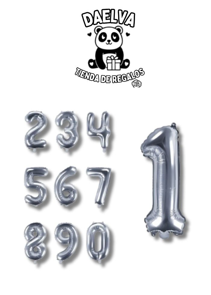 Globos Metalizados de Números Plateados
