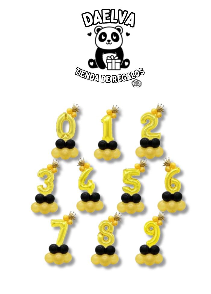 Set de Globos Números con Corona y Base