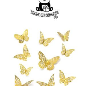 Set de Mariposas Decorativas Caladas en Oro