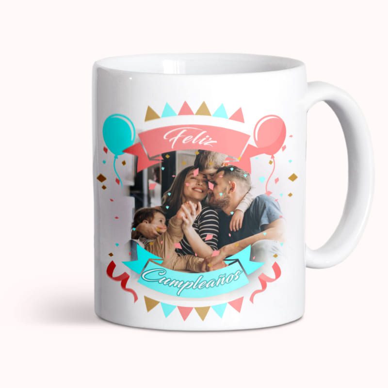 Taza personalizada con foto como idea de regalo de cumpleaños